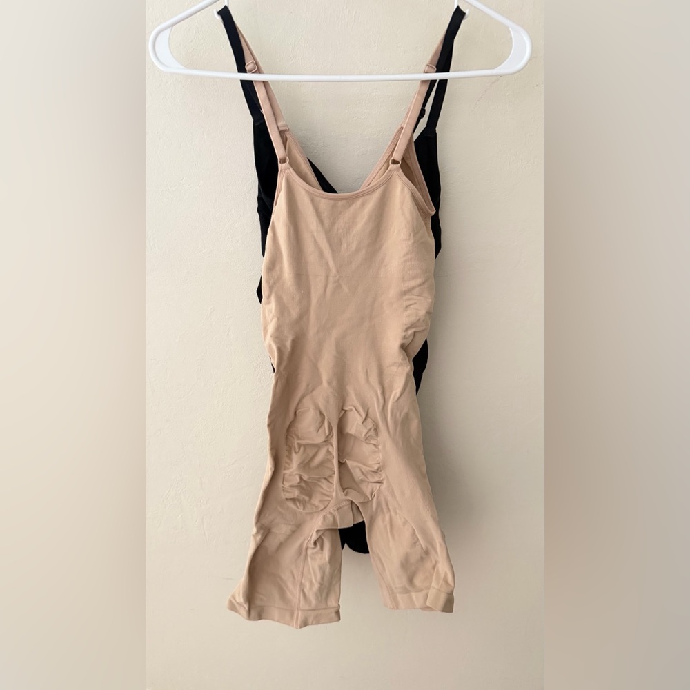 Women’s 2 Pcs Body Shaper with Open Crotch Black Sz L/XL Tan M/L NWOT